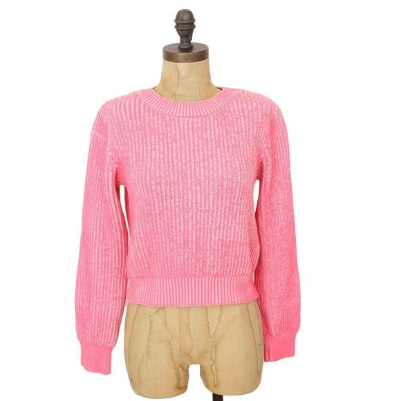 MILLY Plaited Stitch Sweater P (XS) Pink Ribbed Pullover Long Sleeve EUC B37 - Picture 2 of 6